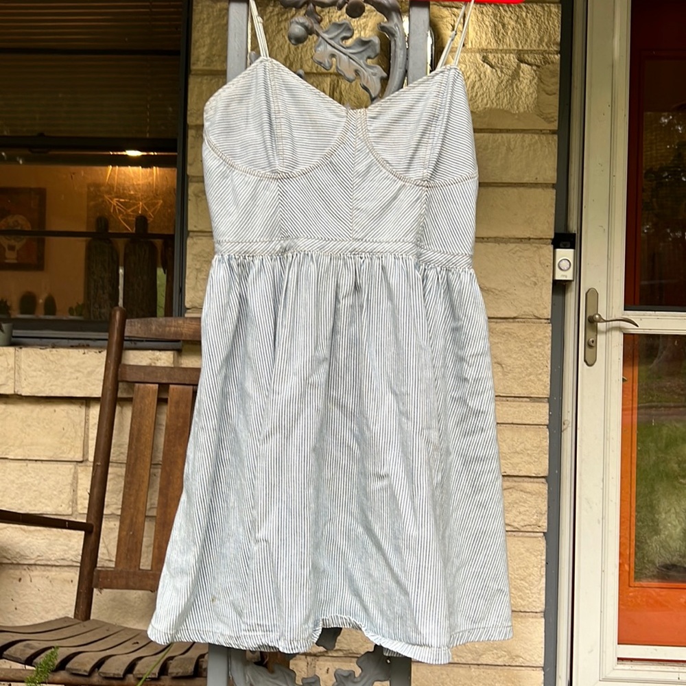 Free People striped Denim Bustier Dress